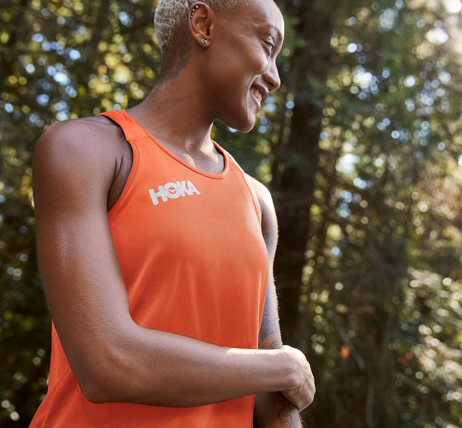 Hoka One One Top Dame - Performance Tank - Orange - 581036MNG